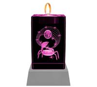 Kaltner Präsente Luz de ambiente - Un regalo muy especial: vela LED, bloque de cristal / grabado láser 3D portavelas con signo del zodiaco Cáncer/iluminación en colores arco iris