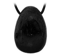 Kaltner Präsente Unisex-collar con colgante de piedras preciosas piedra colgante de tambor en la correa de piel Turmalin turmalina negra (30 mm)