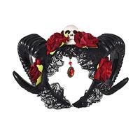 Kalttoy Decoración de flor de bruja con forma de cuerno de oveja, cuerno malvado para la cabeza, diadema gótica para cosplay, cuernos de buey, oveja, diadema negra, cabra