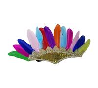 Kalttoy Diadema étnica india de plumas para juego de rol, accesorio para disfraz de carnaval, celebración, tocado FatTuesday, actuaciones en escenario