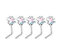 Kalttoy Juego de 5 elegantes aretes de nariz y aro de aleación de 20 g con brillantes piedras de circonita cúbica, accesorio de joyería, uso diario, decoración juvenil de nariz, BBB, como se describe