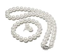 Kalttoy Juego de collar simple de perlas blancas para boda, aretes a juego para mujer, accesorios de fiesta de compromiso