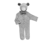 Kalttoy Lindo traje para fotos de bebé recién nacido, ropa de ganchillo, sombrero de mohair, pantalones, accesorios de fotografía, conjunto de disfraz de oso mohair y mameluco con pies