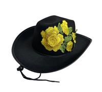 Kalttoy Sombrero bordado de flores para adultos, festival de música occidental, ajustable, accesorios para el día de la muerte, sombrero de disfraz