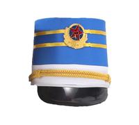 Kalttoy Sombrero ligero de banda de marchas para niños, Halloween, Navidad, vintage, para festivales, espectáculos, actuaciones, sombreros para niños, disfraz blanco y azul