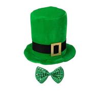 Kalttoy StPatrick Day Celebration Hat & Bowtie Festival Theme Party Green Hat ShamrockClover Irish Accessories