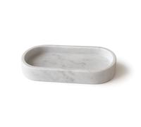 Kalu creations Bandeja de mármol, bandeja ovalada para baño, organizador para telas, velas, jabón, toallas, joyero, bandeja decorativa de mármol - Blanco