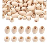 KALUROIL 120 PCS cuentas de madera natural con gran agujero para manualidades de macramé y decoración Crea tus propias joyas con estilo! Surtido