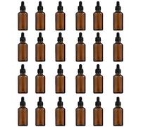 KALUROIL 24 PCS Frascos Cuentagotas de Cristal Ámbar 5ml - Unidades con Pipetas Cuentagotas - Ideal para Aceites Esenciales, Aromaterapia, Masajes y Más