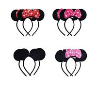 KALUROIL 8 Pcs Diadema de Orejas de Mouse Ratón, Cosplay de Mickey Minnie Disfraz de Diadema, fiesta mickey mouse cumpleaños Accesorio de Niños Niñas