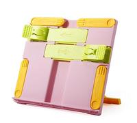 KALUROIL Atril Para Libros-Soporte de Libros de Cocina Plegable y Ajustable - Atril de Lectura de plástico para Estudio, Oposiciones y Más - Diseño Elegante y Duradero （Rosa Esmerilado）