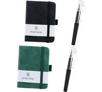 KALUROIL Blocs de notas A7 2 piezas cuaderno pequeño con goma elástica y soporte para bolígrafo 8x11cm negro y verde ideal para escuela trabajo diario