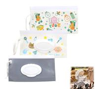 KALUROIL Caja para Toallitas Húmedas, 3 Piezas con Tapa Sello, Dispensador Portátil para Toallitas, Caja Compacta para Servilletas Húmedas, Ideal para Viaje y Uso Diario