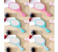 KALUROIL Mirador de Espejo de Espejo de 6 pcs pequeño Espejo de peluquería con Mango cosmético Espejo Ovalado Espejo Dental de Mano Vieja (Rosa, Verde, Azul)