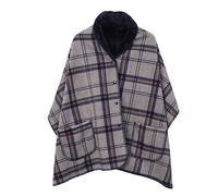 KALWAX Poncho Manta de Forro Polar Cálido de Invierno para Mujer con Botón y Bolsillo, Manta Portátil a Cuadros para Cama, Sofá, Viajes, C, 50 x 160 cm