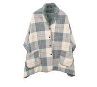 KALWAX - Poncho polar para mujer, manta polar con botón y bolsillo, manta a cuadros a cuadros para cama, sofás, viajes (B)