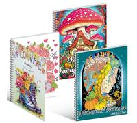 Kalysky 3 Libro Colorear Adultos, A4 Libros para Colorear Adultos con Temas-Mundo de las flores, Universo caprichoso, Casas de hadas de fantasía, Aliviar El Estrés y Relajarse Regalo para Mujeres