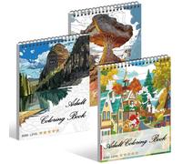 Kalysky 3 Libro de Colorear para Adultos, Paisaje Libros para colorear para adultos para aliviar el estrés, 60 Diseños de alto nivel de atención plena para mujeres hombres artistas