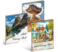 Kalysky 3 Libro de Colorear para Adultos, Paisaje Libros para colorear para adultos para aliviar el estrés, 60 Diseños de alto nivel de atención plena para mujeres hombres artistas