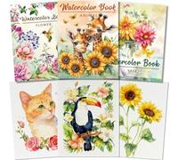 Kalysky 3 Libro para Colorear de Acuarela para Adultos, A4 Libro Acquerello per Principianti, Tema Flores, Animales, Jarrón, 160GSM Papel