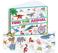 Kalysky Encuentra el Libro de Pegatinas de Animales, 400+ Pegatinas de Animal del Océano Dinosaurio para Niños, Coincida con el Animal y Colorir Divertido, Regalo de Juguete para Chicos Niñas
