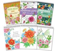 Kalysky Juego de 3 Libros para Colorear para Adultos, Libros para Colorear de Flores para Adultos, Libro para Colorear para Aliviar el Estrés para Mujeres
