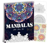 Kalysky Libro para colorear de mandala para adultos, 30 patrones y diseños originales de mandala, libro para colorear para adultos, encuadernado en espiral, libros para colorear de relajación para