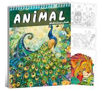 Kalysky Libro para colorear para adultos, 30 patrones y diseños únicos de animales, libro para colorear para adultos, relajación y alivio del estrés, libros para colorear para adultos encuadernados en