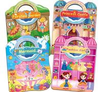 Kalysky Paquete de 4 vestirse libros de calcomanías para niños de 2 a 4, 220+ pegatinas reutilizables 3D, Libro de actividad para niños, regalo de cumpleaños para niña