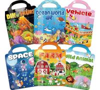 Kalysky Paquete de 6 libros de calcomanías para niños de 2 a 4, 300+ pegatinas reutilizables 3D para niños, libro de actividad para niños, regalo de cumpleaños