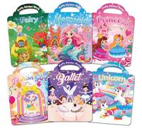 Kalysky Paquete de 6 Libros de Pegatinas Reutilizables, 3d Libros de Calcomanías para Niñas, Viajes Actividad Libros 6 Temas Princes Unicornio+Siren Ballet+Hadas+Niña de la Moda Pegatinas para Niñas