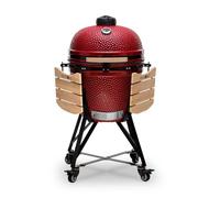 Kamado BONO BBQ - Barbacoa Grande XXL con 10 accesorios - Ø 59 cm Kamado Barbacoa con Accesorios - Parrilla ahumador rojo en la terraza, balcón o jardín