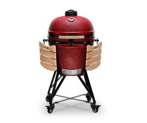 Kamado BONO BBQ - Barbacoa Grande XXL con 6 accesorios - Ø 59 cm Kamado Barbacoa con Accesorios - Parrilla ahumador rojo en la terraza, balcón o jardín