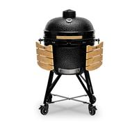 Kamado BONO BBQ - Barbacoa Grande XXL con 6 accesorios - Ø 64cm Kamado Barbacoa con Accesorios - Parrilla ahumadora negra en la terraza, balcón o jardín