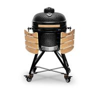 Kamado Bono Media barbacoa cerámica Ø 51 cm, negra | Ahumador y horno de carbón - incluye 6 accesorios