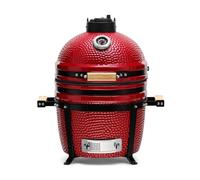 Kamado Bono Minimo BBQ Grill Ø 40 cm y 5 accesorios adicionales para barbacoa - Parrilla Kamado roja - Parrillas de cerámica para exteriores - Perfecto para barbacoa y barbacoa