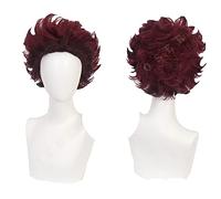 Kamado Tanjirou Cosplay Wig Red Short Hair Anime Kimetsu No Yaiba Earrings Props Festival Party Cosplay Accessory
