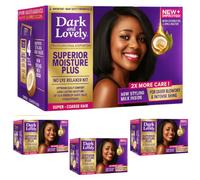 Kamakah No-Lye Relaxer Kit Super Pack de 4 - Juego de crema químicamente activa para alisar el cabello, para hombre y mujer