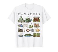 Kamakura Japón Iconos Lindo Cultura Viajes Arte Ilustración Camiseta