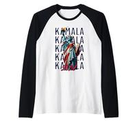 Kamala Harris 2028 For President Vintage Bandera de Estados Unidos Camiseta Manga Raglan