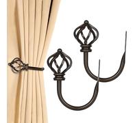 KAMANINA 2 Pack Soportes para Cortinas de Bronce, Amarres de Cortina montados en la Pared en Forma de U con remates de Jaula retorcidos para Cortinas fijas o artículos Colgantes