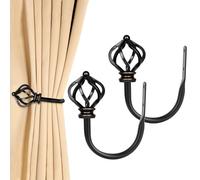 KAMANINA 2 Pack Soportes para Cortinas de Negros, Amarres de Cortina montados en la Pared en Forma de U con remates de Jaula retorcidos para Cortinas fijas o artículos Colgantes