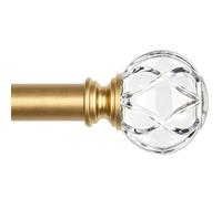 KAMANINA Barra de cortina de 1 pulgada de 6 a 12 pies, barras telescópicas de cortina doradas de lujo para ventanas, barras de cortina largas resistentes con textura de malla de cristal, 81-365 cm