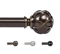 KAMANINA Barra de cortina de bronce de 80 a 218 cm, 22 mm de diámetro, barra de cortina extensible con remates de textura de red, soportes