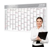 Kamber Office XXL Calendario de pared 2026 grande (114 x 64 cm) plegado en formato horizontal - Calendario anual 14 meses, calendario 2026 de pared - 150 g/m²