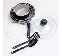 Kamberg - Batería de cocina (12 unidades, fabricado en Francia, sin PFOA/PFAS, con 2 tapas Pyrex® Ø18-20 cm)