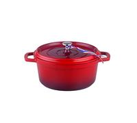 Kamberg Cazuela 20 cm redonda rojo flameado, aluminio fundido, revestimiento tipo piedra, todo tipo de fuentes de calor, incluida la inducción, sin PFOA