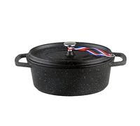 Kamberg Cazuela 26 cm ovalada negra, aluminio fundido, revestimiento tipo piedra, todo tipo de fuentes de calor, incluida la inducción, sin PFOA