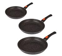 Kamberg Juego 3 Sartenes 20 / 24 / 28 cm, mango extraíble, aluminio fundido, revestimiento piedra antiadherente, todos los incendios, incluida la inducción, sin PFOA