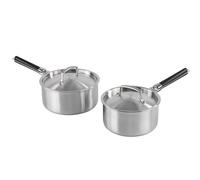 Kamberg - Juego de 2 ollas de 18/20 cm, 2 mangas extraíbles, acero inoxidable 18/10 Triply - Todos los fuegos incluyendo inducción y horno